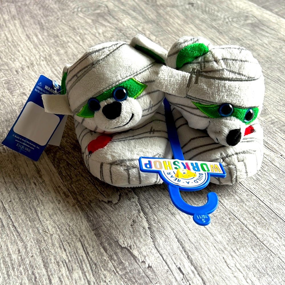 Build A Bear Mummy Slippers Child Small 10-11 Kid White NWT